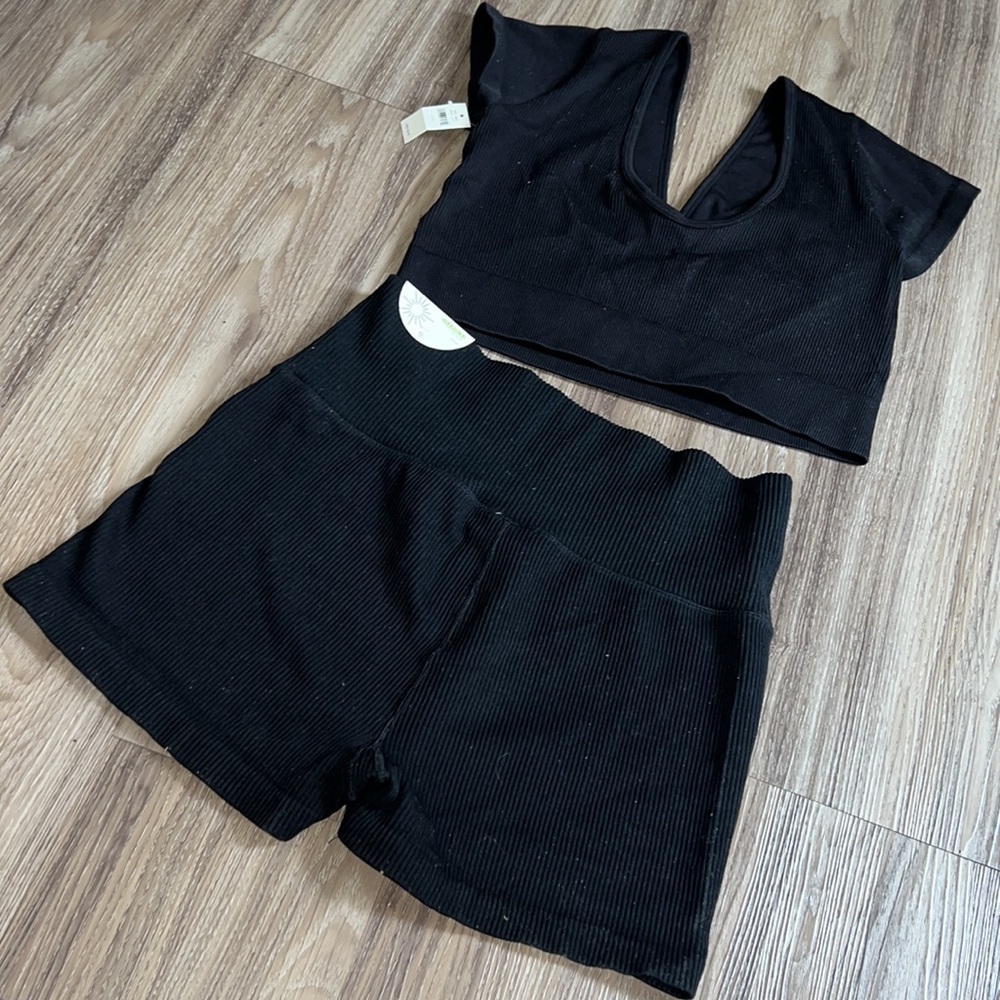 Aerie black ribbed matching set - Picture 6 of 6